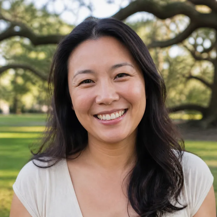 Illustrative profile portrait of Lena in a Gainesville park